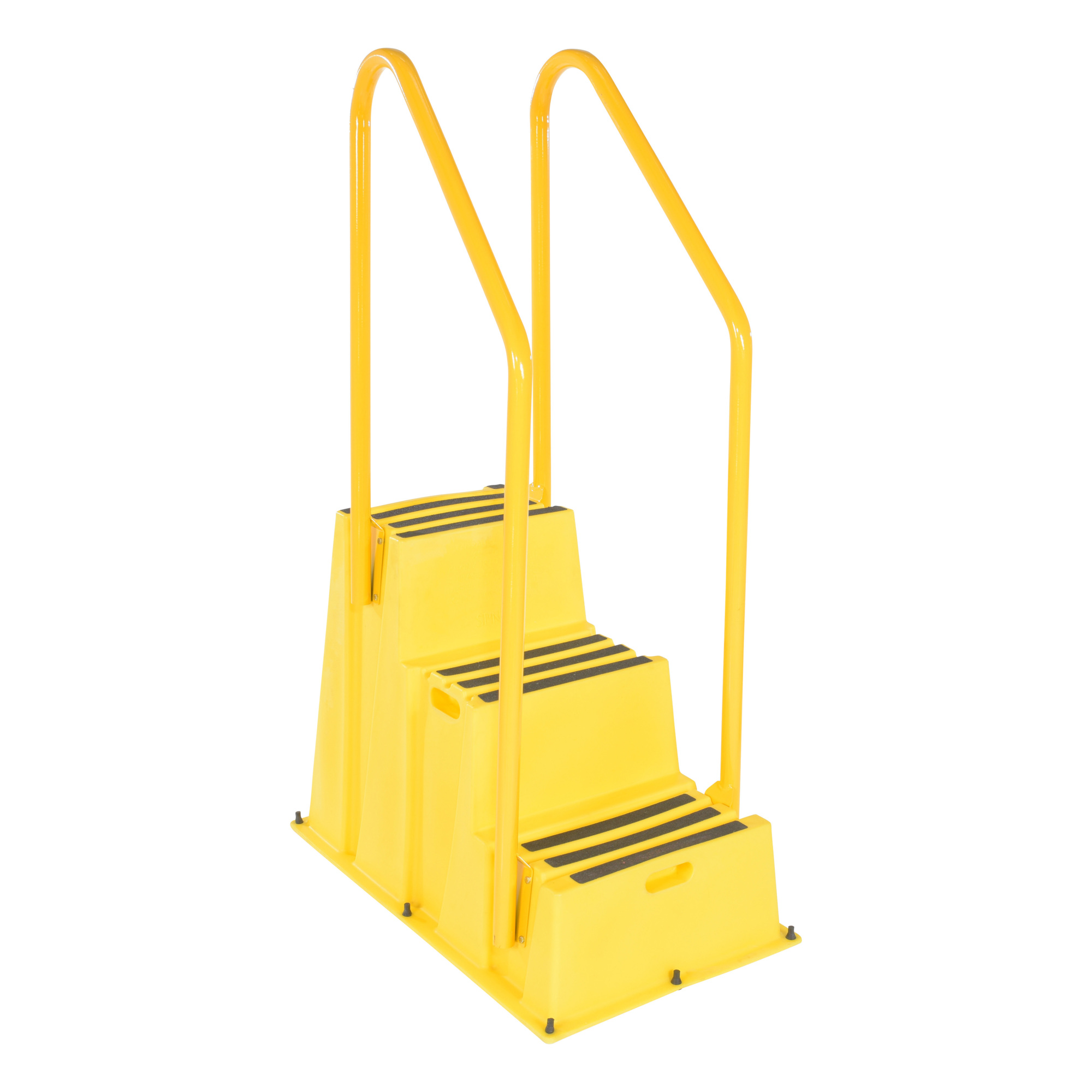 Vestil Polyethylene Step Stool - 3 Steps, 500-Lb. Capacity, Handrails, Nestable, Yellow, Model# SPN-3-YL-HR
